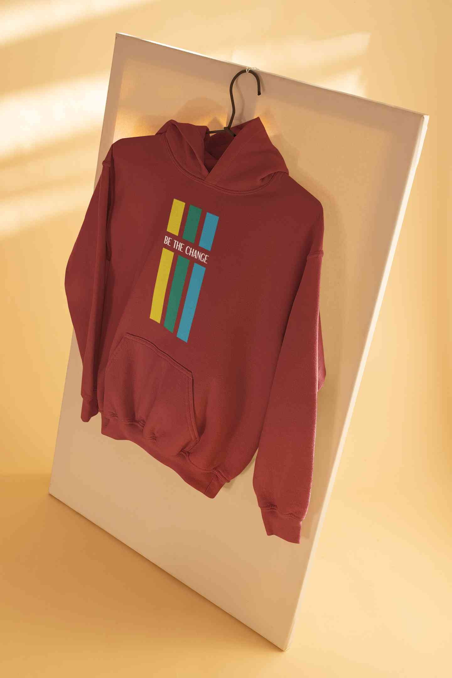 Be The Change Typography Hoodies for Women-FunkyTeesClub