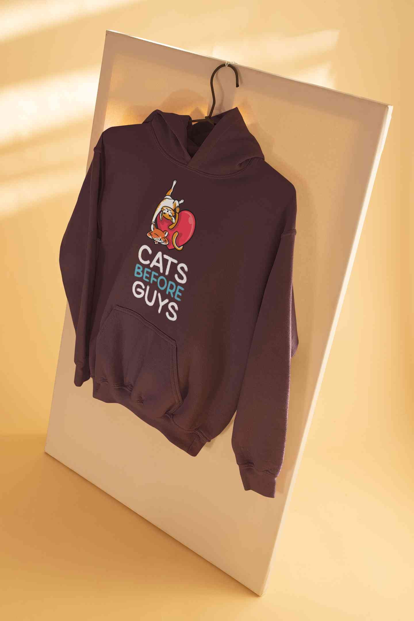 Cats Before Guys Hoodies for Women-FunkyTeesClub