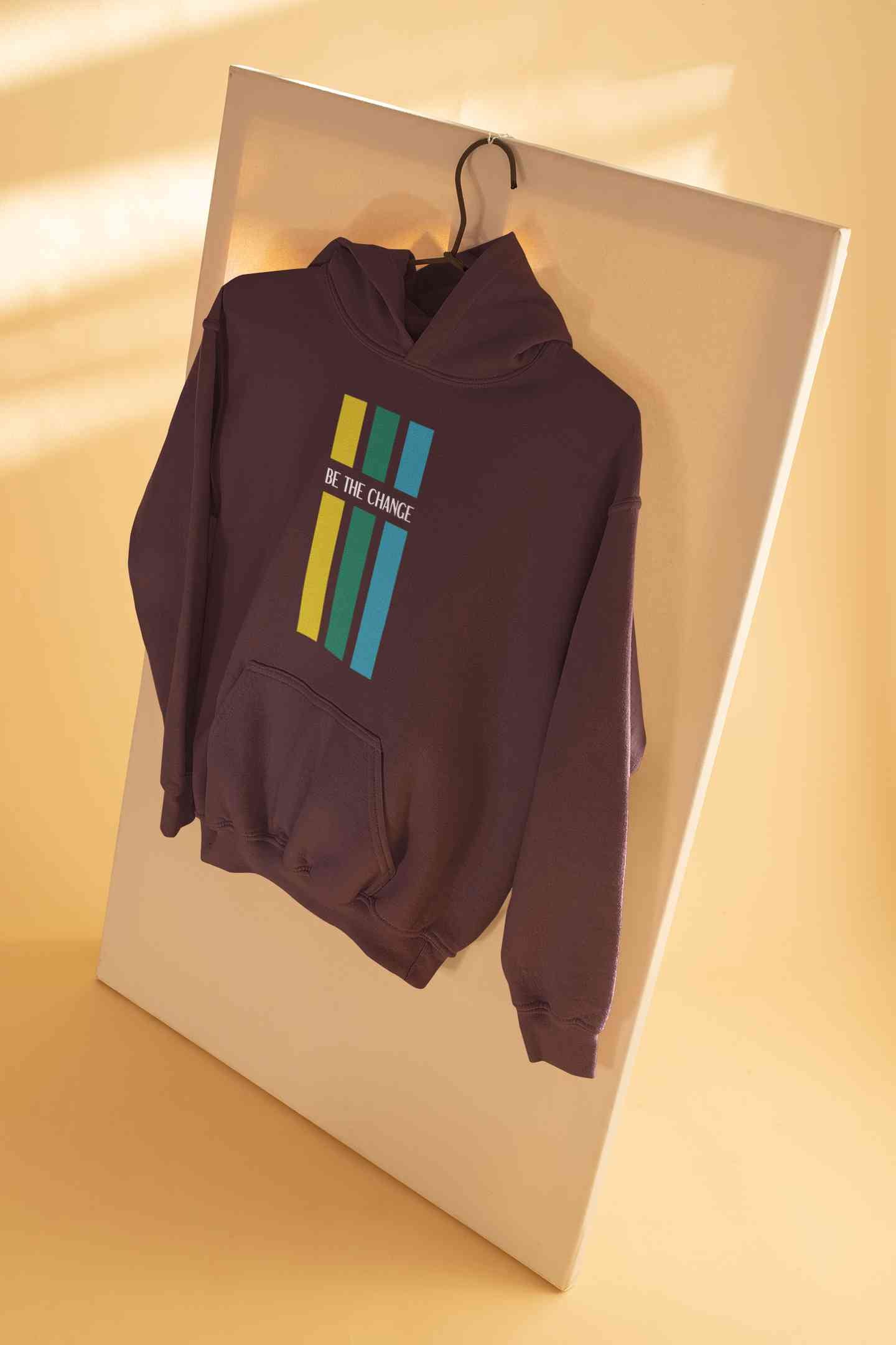 Be The Change Typography Hoodies for Women-FunkyTeesClub