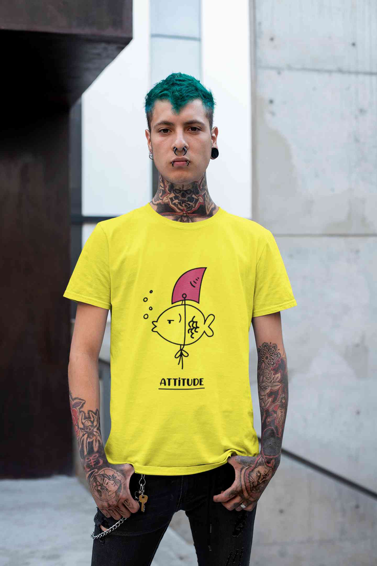 Shark Attitude Mens Half Sleeves T-shirt- FunkyTeesClub