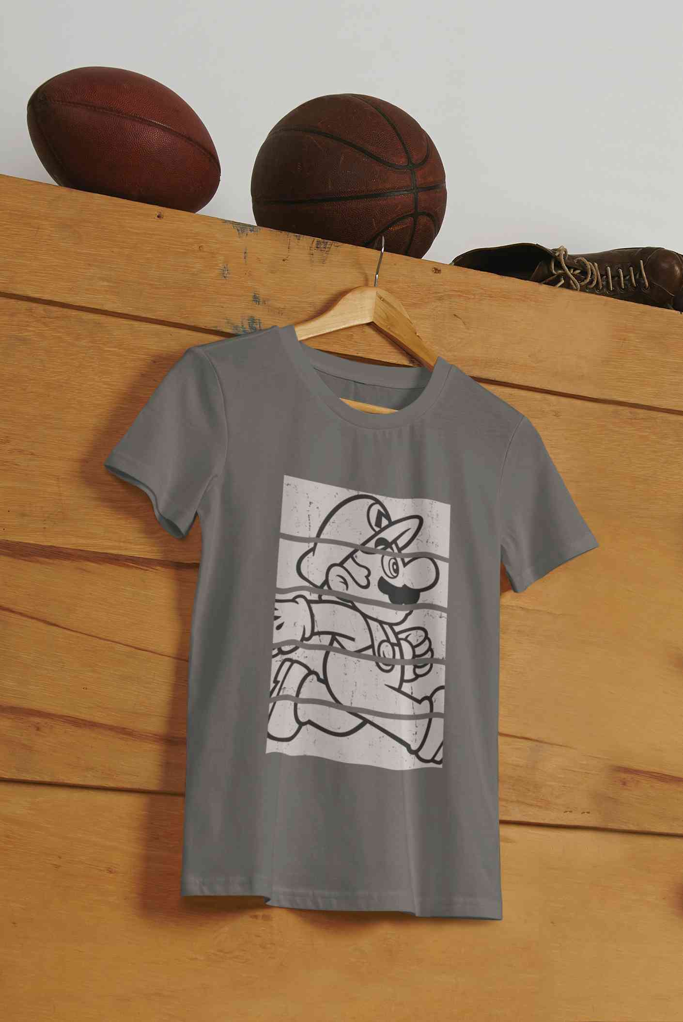 Super Mario Side Run Panels Mens Half Sleeves T-shirt- FunkyTeesClub