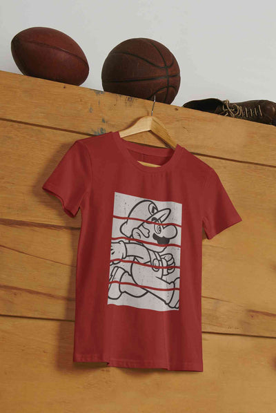 Super Mario Side Run Panels Mens Half Sleeves T-shirt- FunkyTeesClub