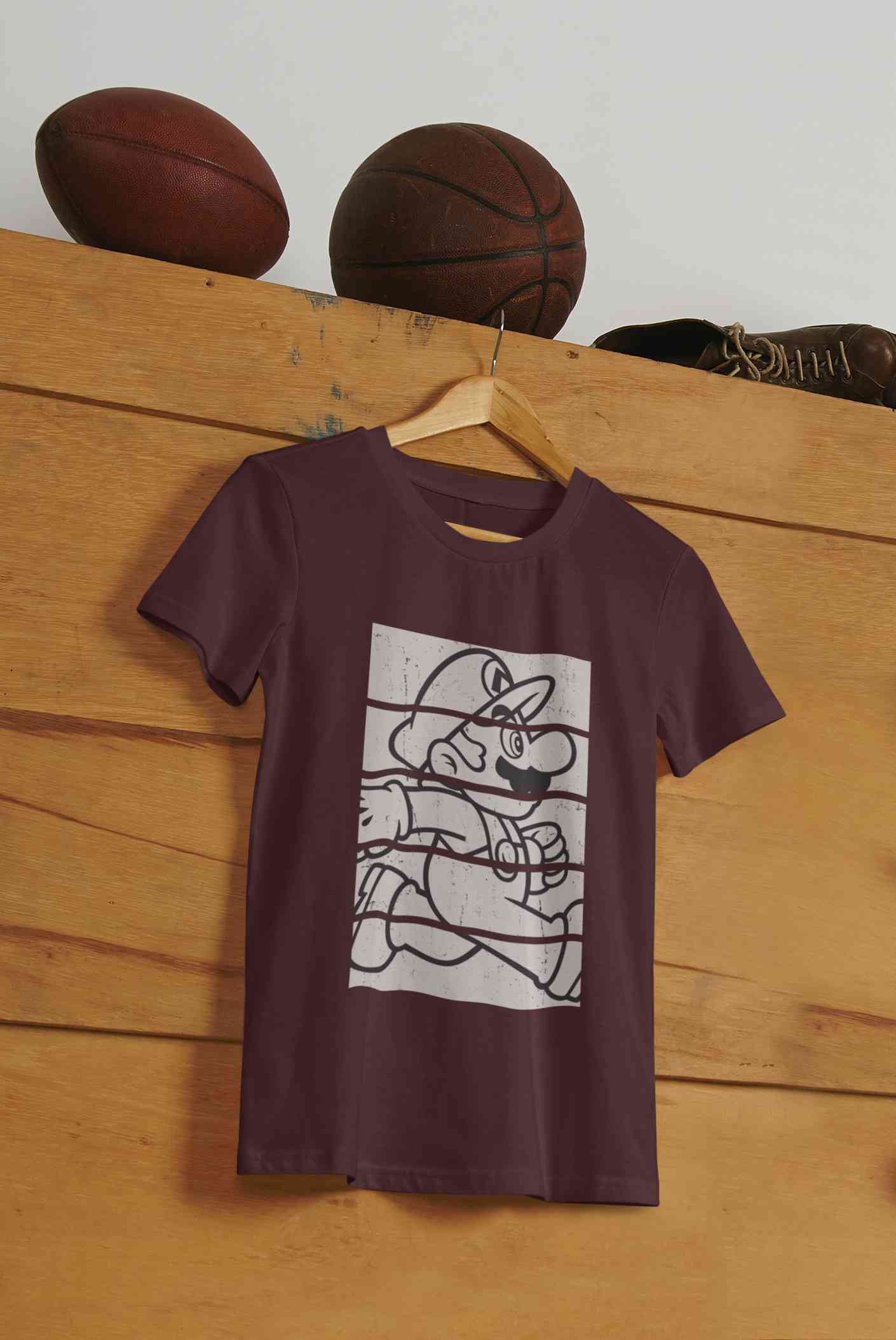 Super Mario Side Run Panels Mens Half Sleeves T-shirt- FunkyTeesClub
