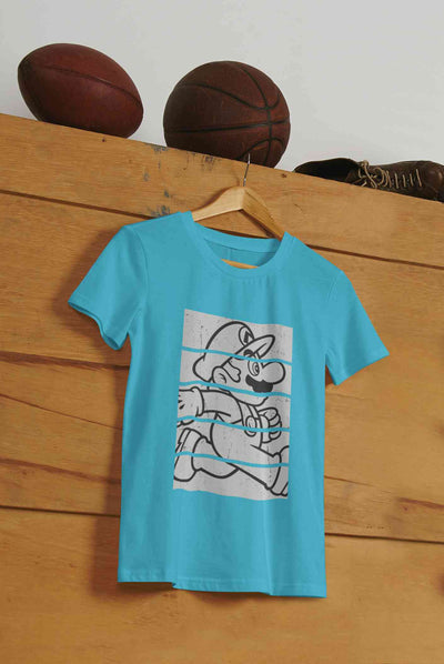 Super Mario Side Run Panels Mens Half Sleeves T-shirt- FunkyTeesClub
