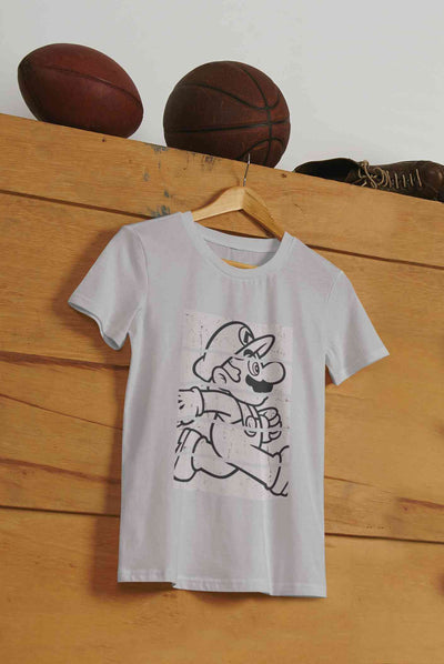 Super Mario Side Run Panels Women Half Sleeves T-shirt- FunkyTeesClub
