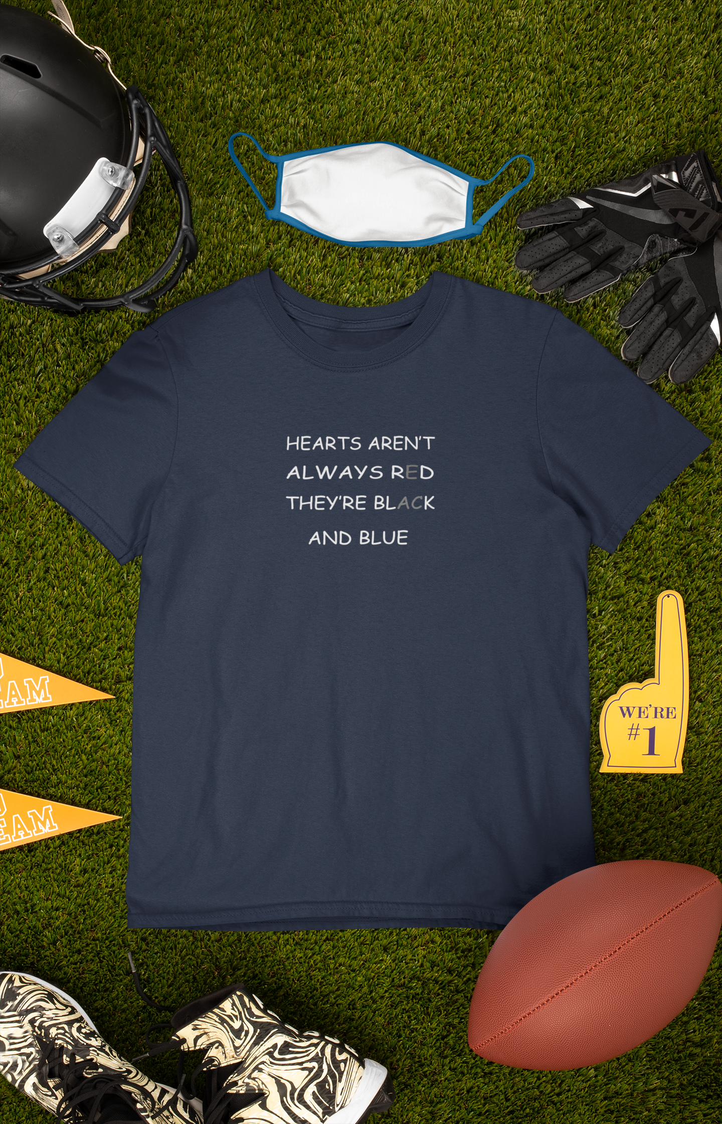 Hearts Arent Always Red They Are Black And Blue Mens Half Sleeves T-shirt- FunkyTeesClub
