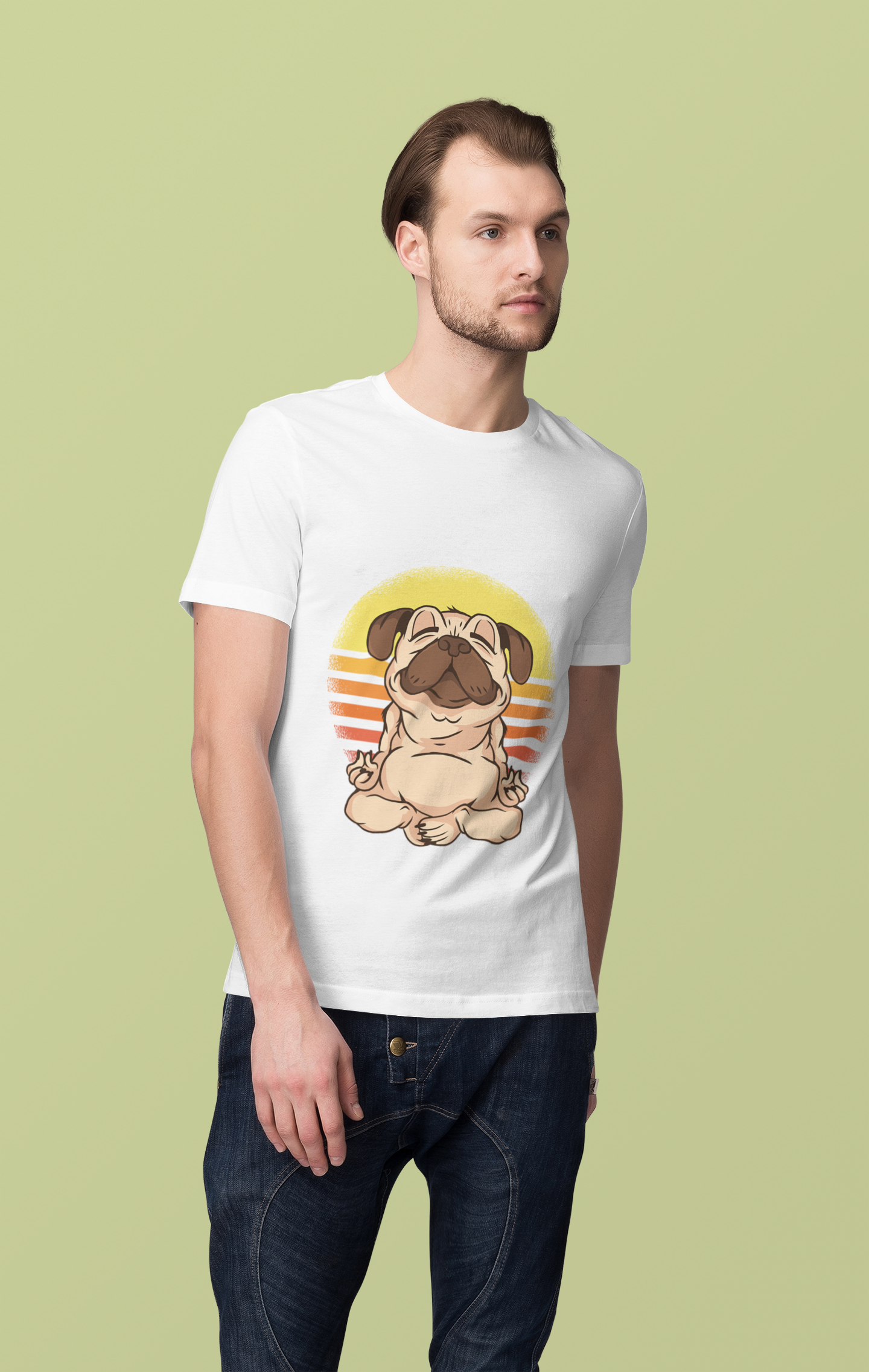 Pug Meditation Mens Half Sleeves T-shirt- FunkyTeesClub