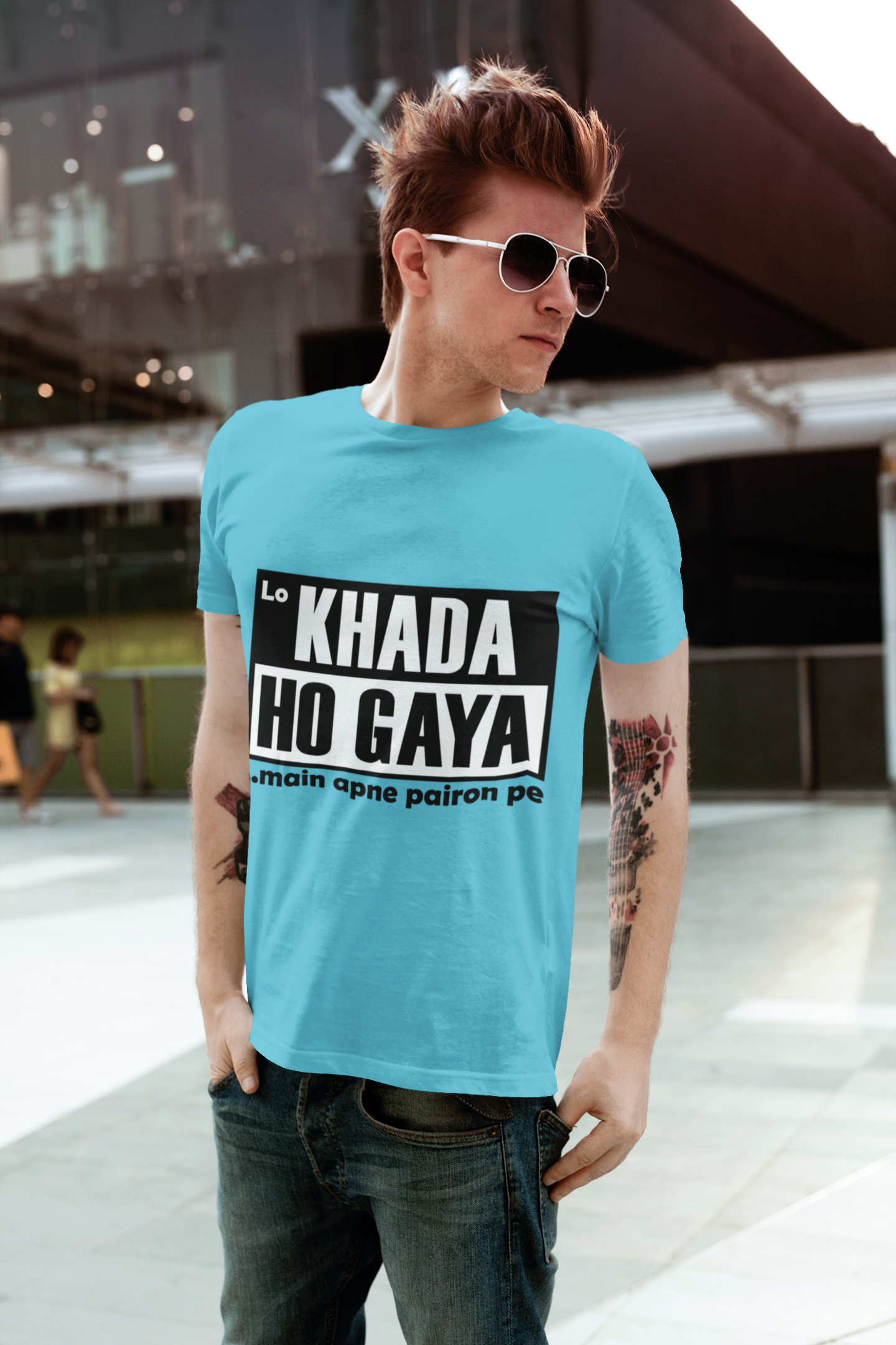 Lo Khada Ho Gaya Mens Half Sleeves T-shirt- FunkyTeesClub