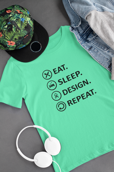 Eat Sleep Design Funny Architect Profession Mens Half Sleeves T-shirt- FunkyTeesClub
