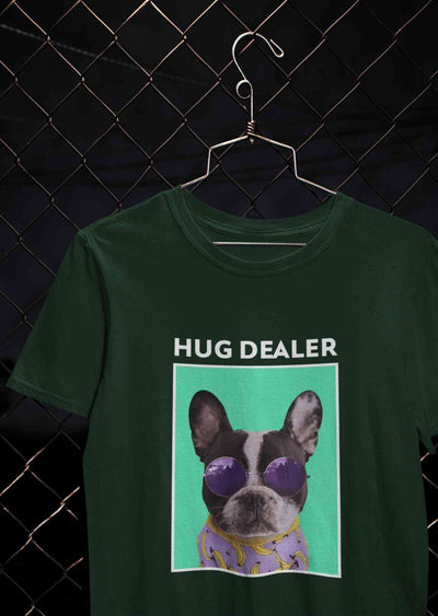 Cute Pug Hug Dealer Mens Half Sleeves T-shirt- FunkyTeesClub