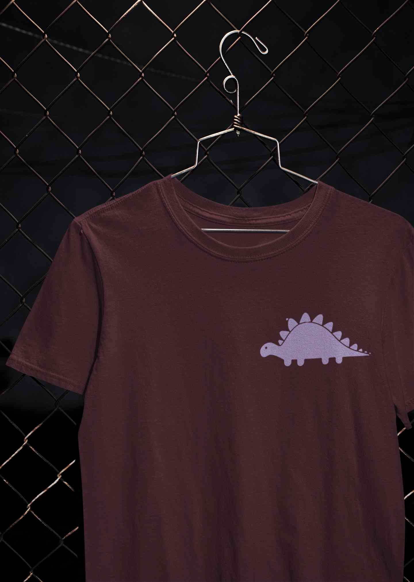 Stegosaurus Pocket Women Half Sleeves T-shirt- FunkyTeesClub
