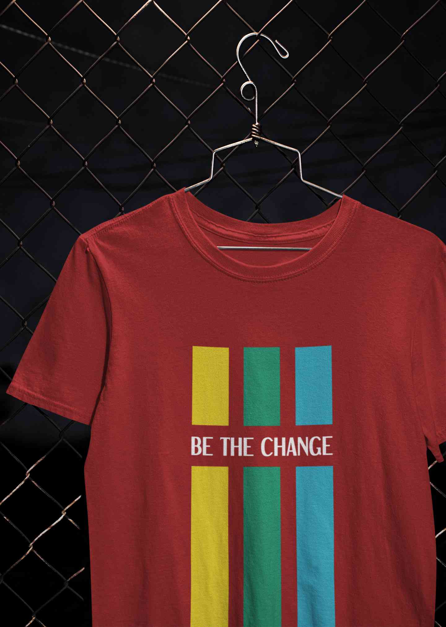 Be The Change Typography Mens Half Sleeves T-shirt- FunkyTeesClub