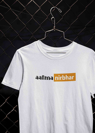 Aatmanirbhar Mens Half Sleeves T-shirt- FunkyTeesClub