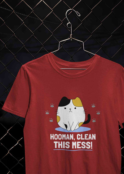 Human Clean This Mess Funny Women Half Sleeves T-shirt- FunkyTeesClub
