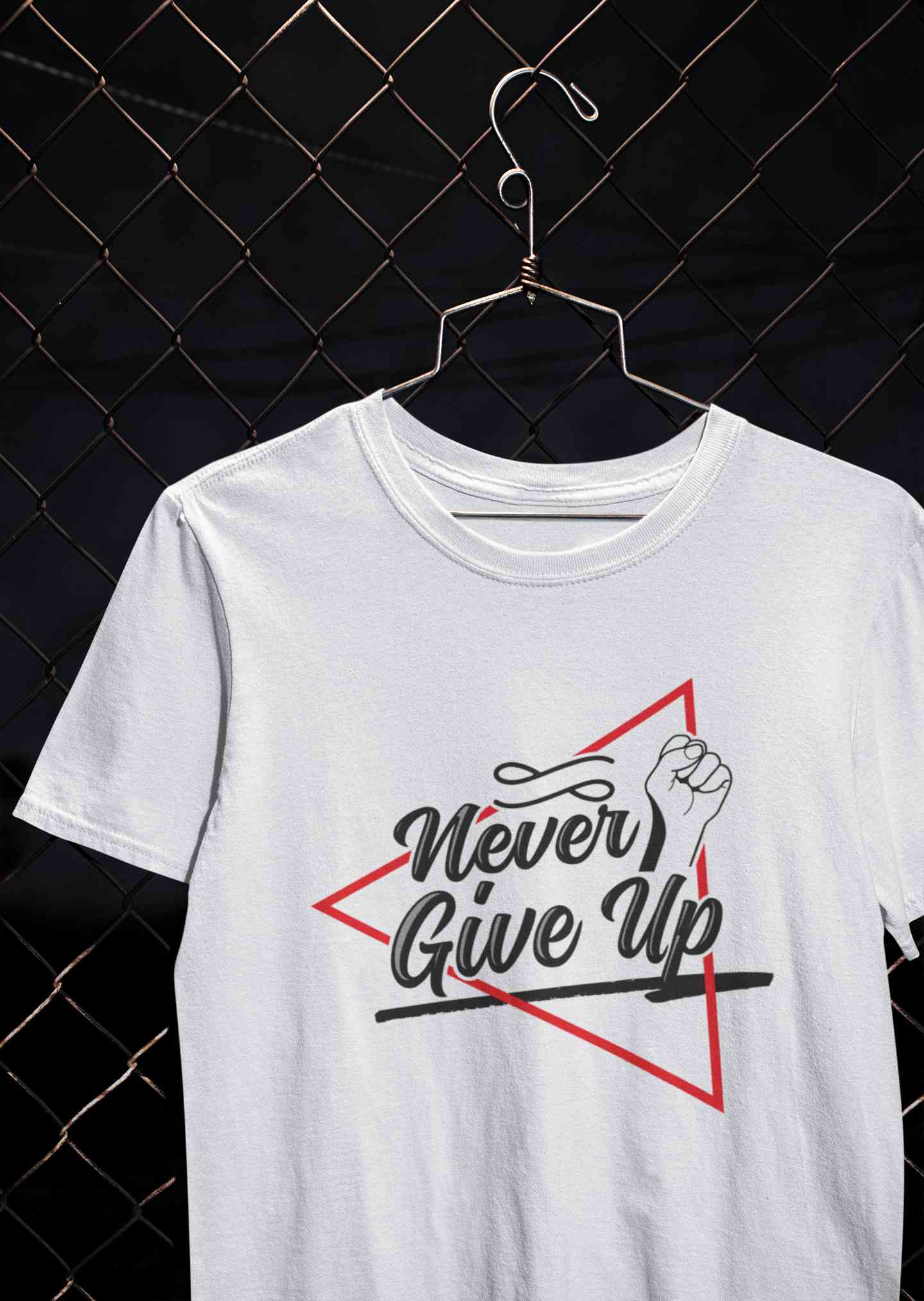 Never Give Up Mens Half Sleeves T-shirt- FunkyTeesClub
