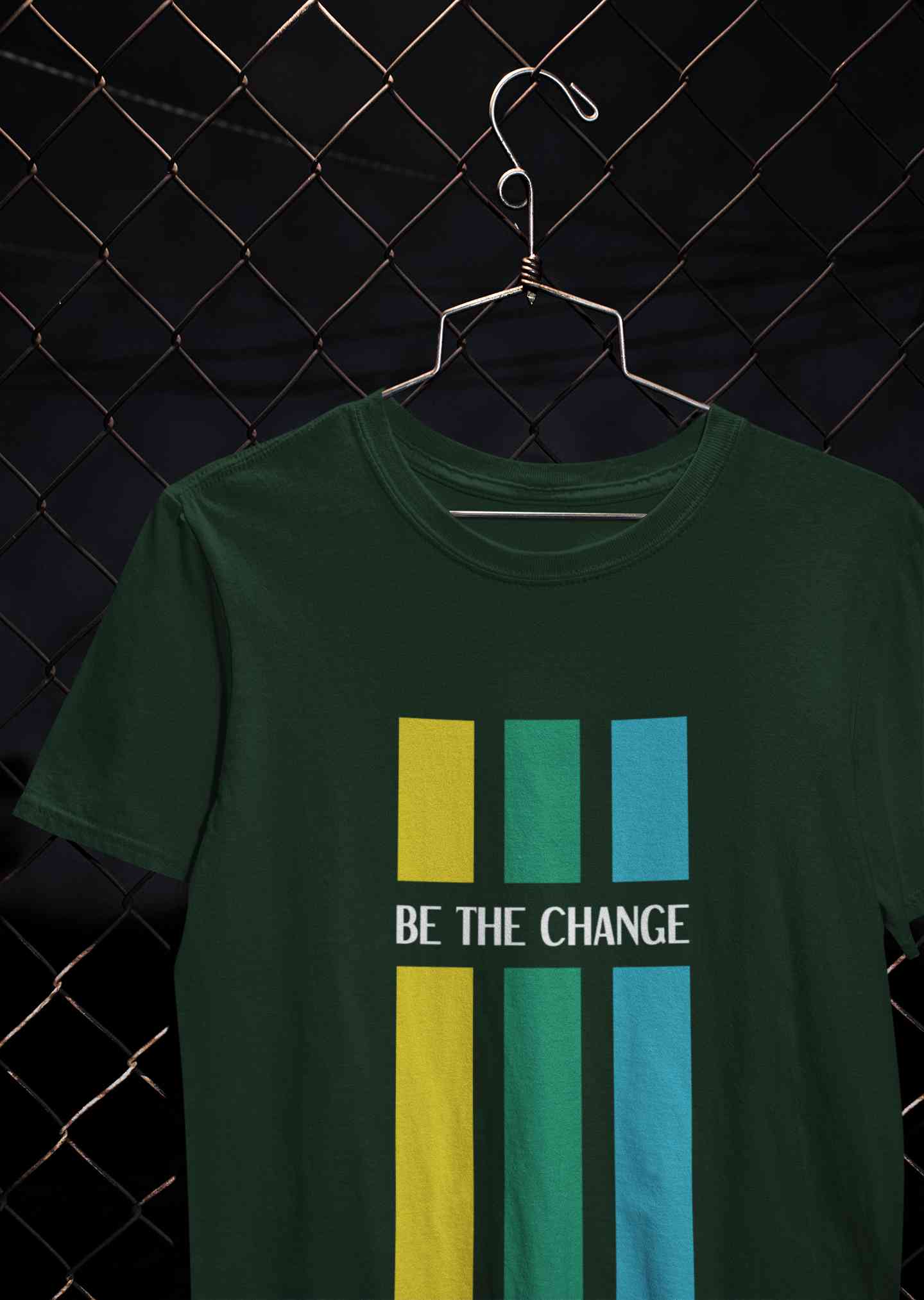Be The Change Typography Mens Half Sleeves T-shirt- FunkyTeesClub