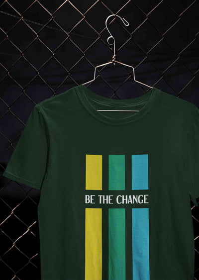 Be The Change Typography Women Half Sleeves T-shirt- FunkyTeesClub