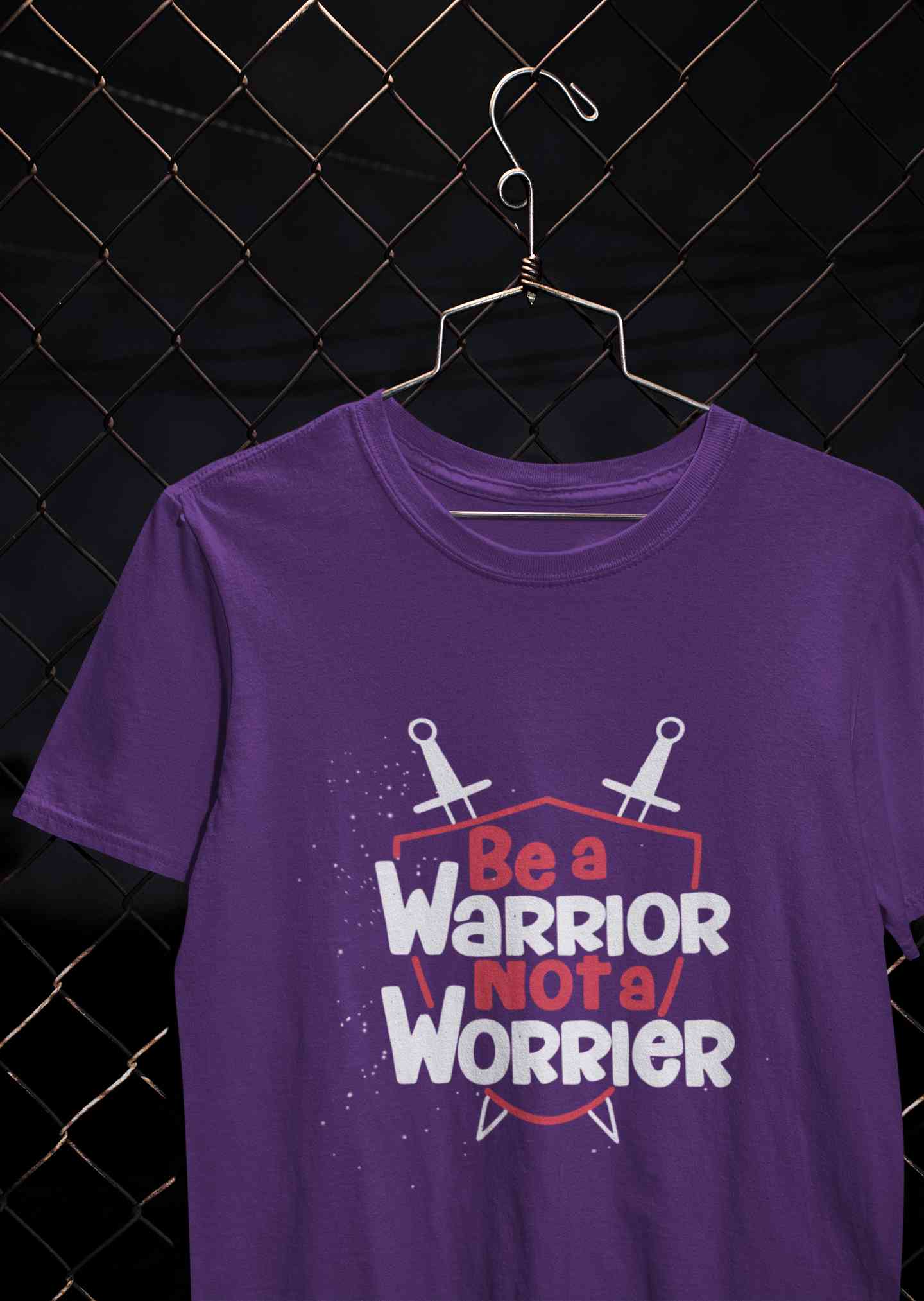 Be A Warrior Not A Worrier Typography Mens Half Sleeves T-shirt- FunkyTeesClub