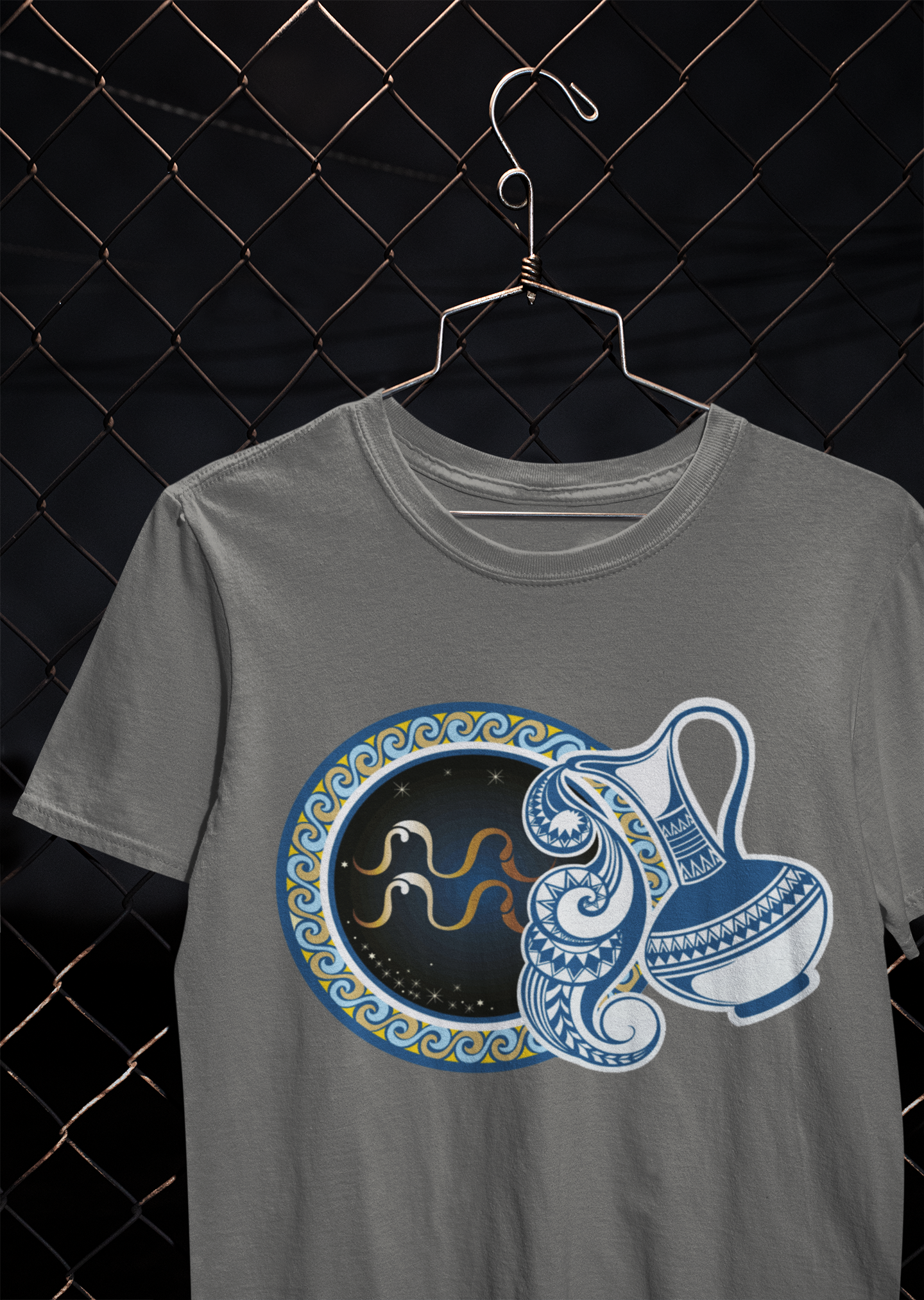 Aquarius Zodiac Sign Mens Half Sleeves T-shirt- FunkyTeesClub