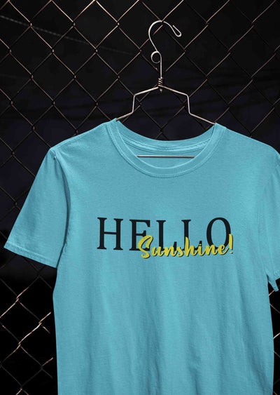 Hello Sunshine Typography Women Half Sleeves T-shirt- FunkyTeesClub