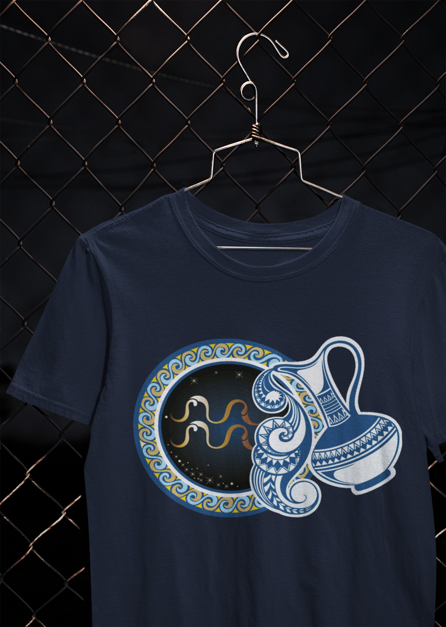 Aquarius Zodiac Sign Mens Half Sleeves T-shirt- FunkyTeesClub