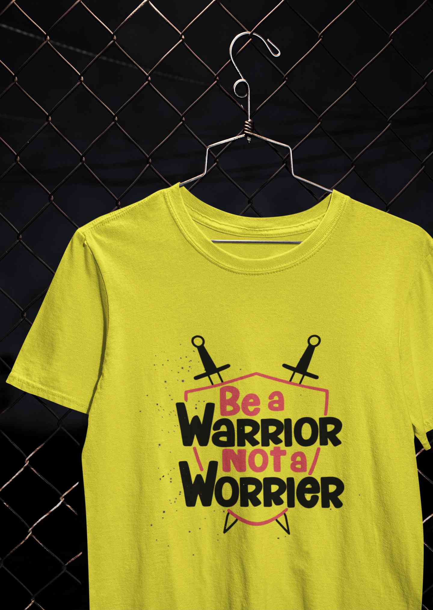Be A Warrior Not A Worrier Typography Mens Half Sleeves T-shirt- FunkyTeesClub