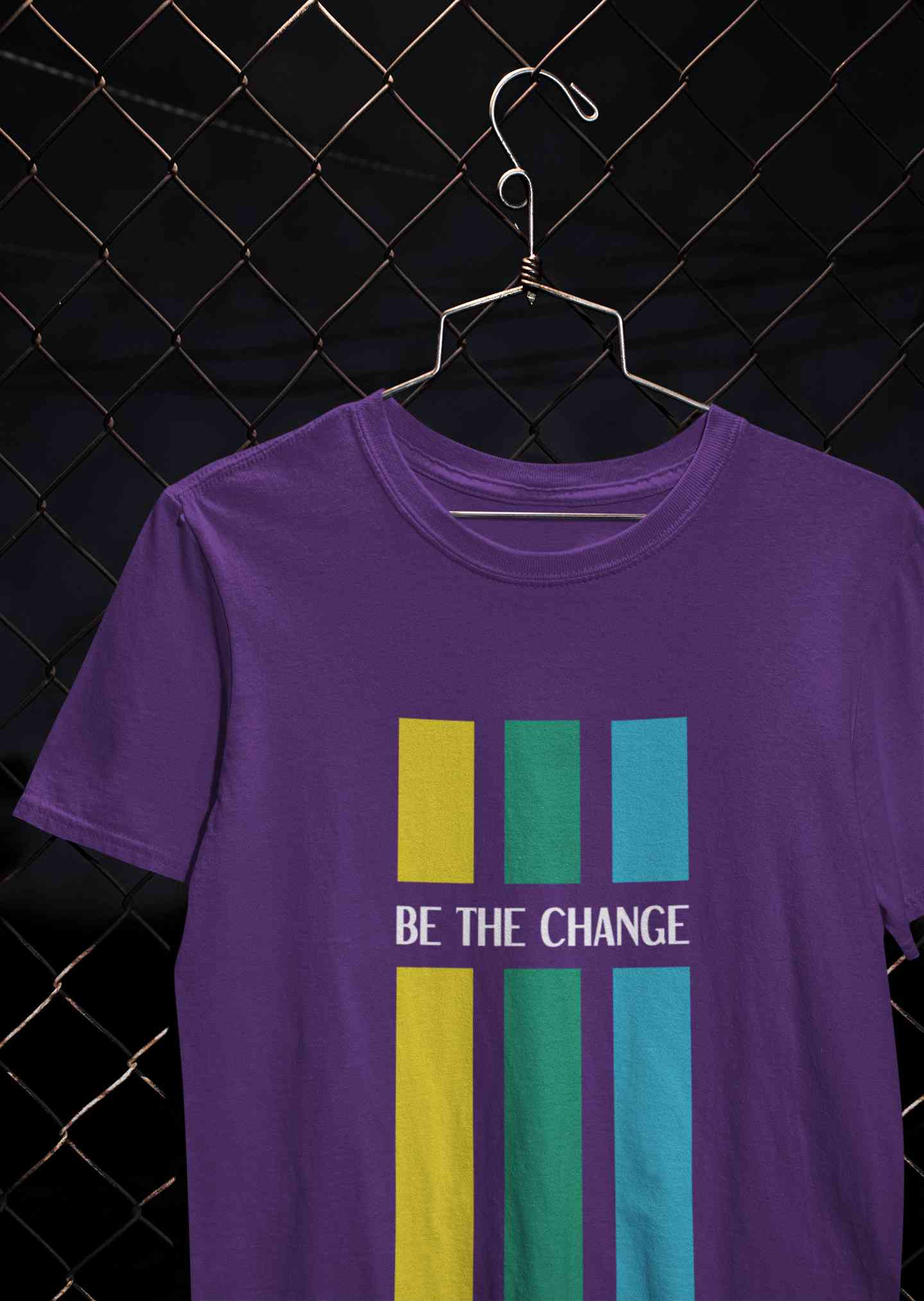 Be The Change Typography Mens Half Sleeves T-shirt- FunkyTeesClub