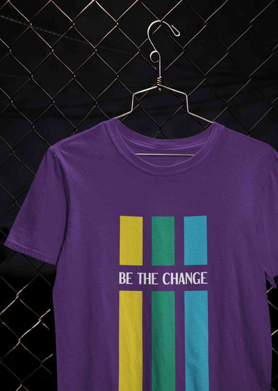 Be The Change Typography Women Half Sleeves T-shirt- FunkyTeesClub
