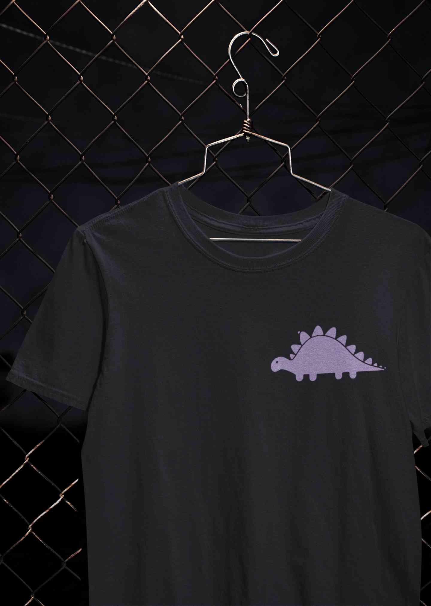 Stegosaurus Pocket Mens Half Sleeves T-shirt- FunkyTeesClub