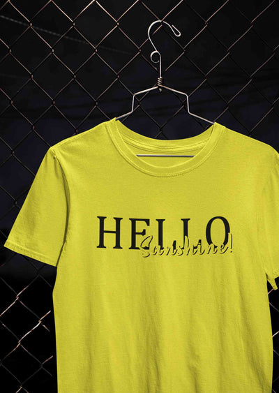 Hello Sunshine Typography Women Half Sleeves T-shirt- FunkyTeesClub
