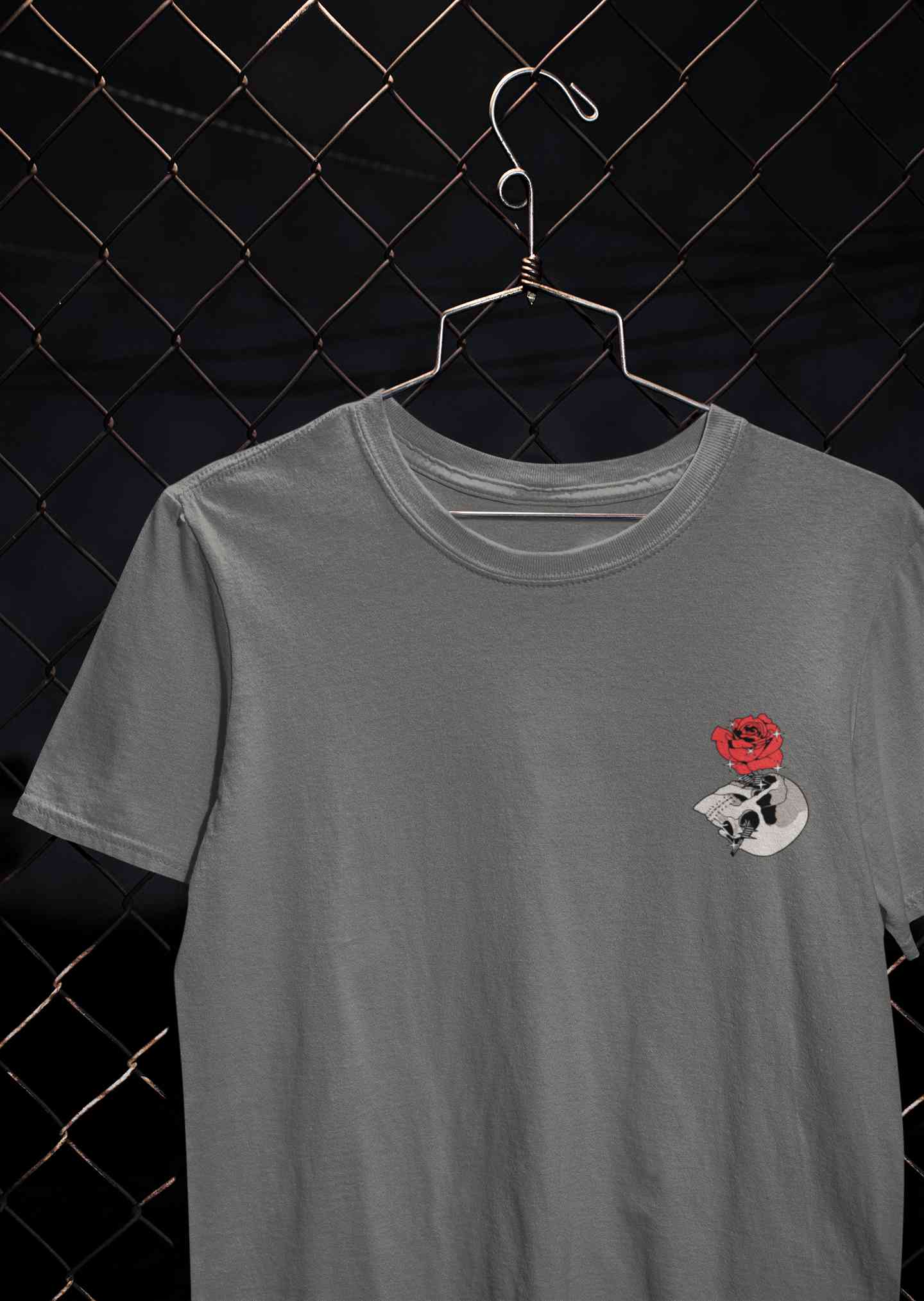 Skull Rose Mens Half Sleeves T-shirt- FunkyTeesClub