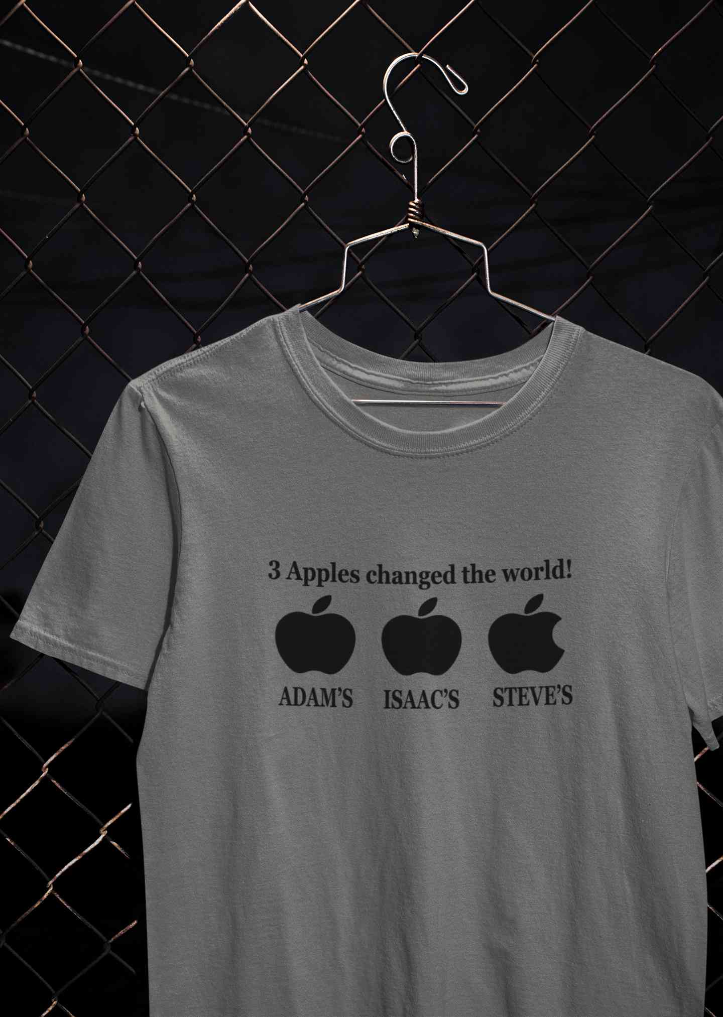 3 Apples Changed The World Typography Mens Half Sleeves T-shirt- FunkyTeesClub