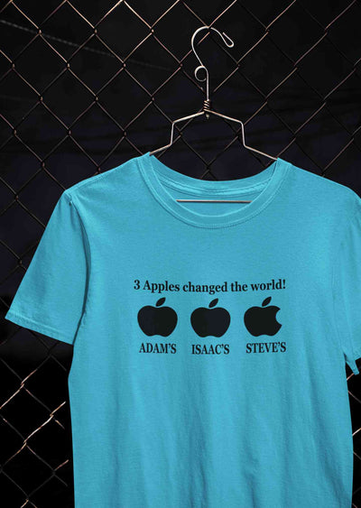 3 Apples Changed The World Typography Women Half Sleeves T-shirt- FunkyTeesClub
