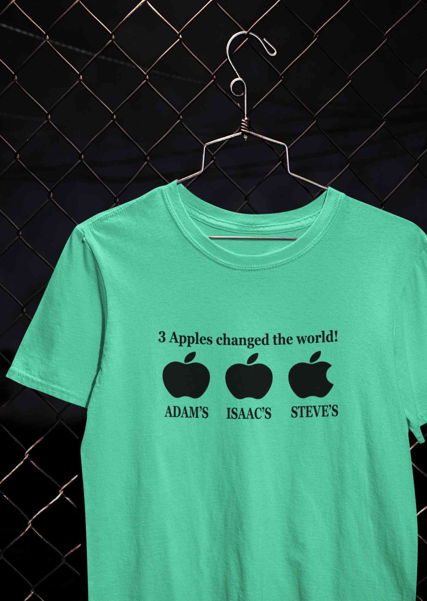 3 Apples Changed The World Typography Mens Half Sleeves T-shirt- FunkyTeesClub