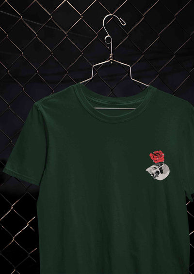 Skull Rose Mens Half Sleeves T-shirt- FunkyTeesClub
