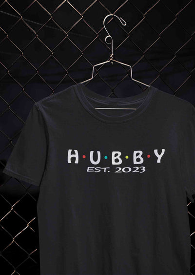 Hubby Wifey Est 2023 Couple Half Sleeves T-Shirts -FunkyTeesClub