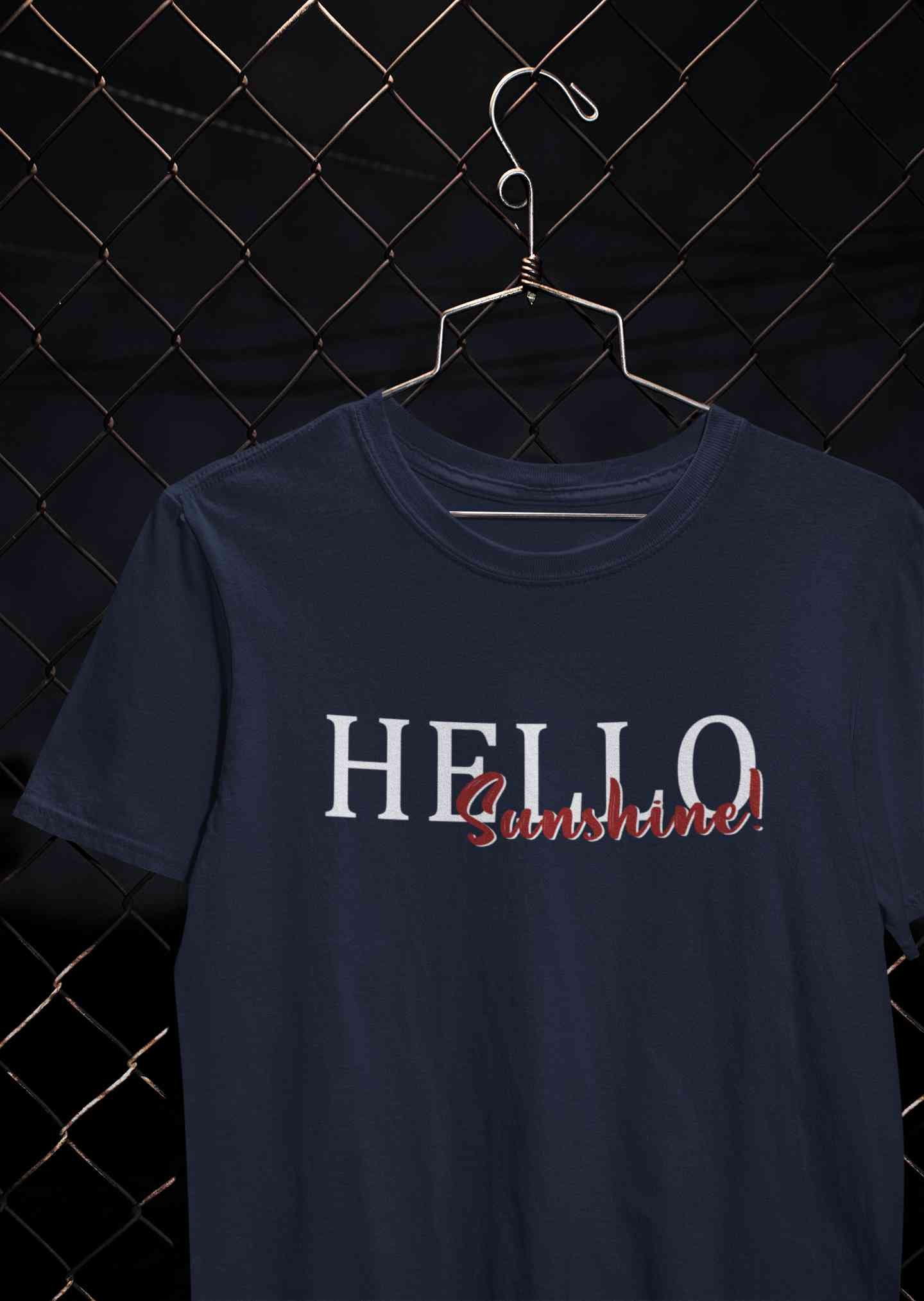 Hello Sunshine Typography Women Half Sleeves T-shirt- FunkyTeesClub