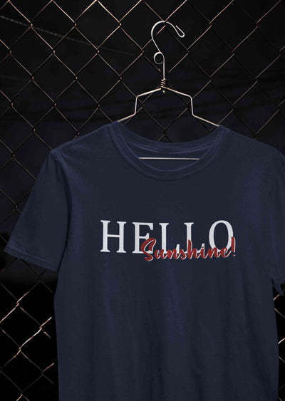 Hello Sunshine Typography Women Half Sleeves T-shirt- FunkyTeesClub