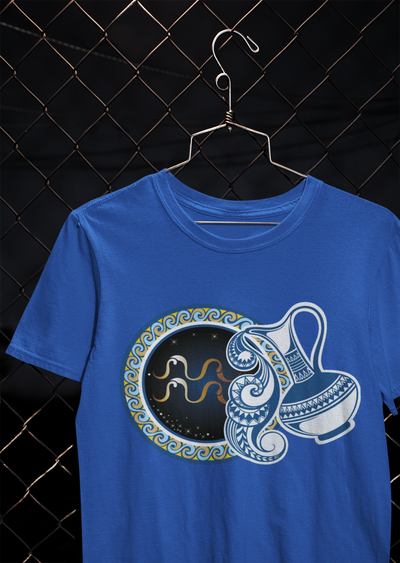 Aquarius Zodiac Sign Mens Half Sleeves T-shirt- FunkyTeesClub