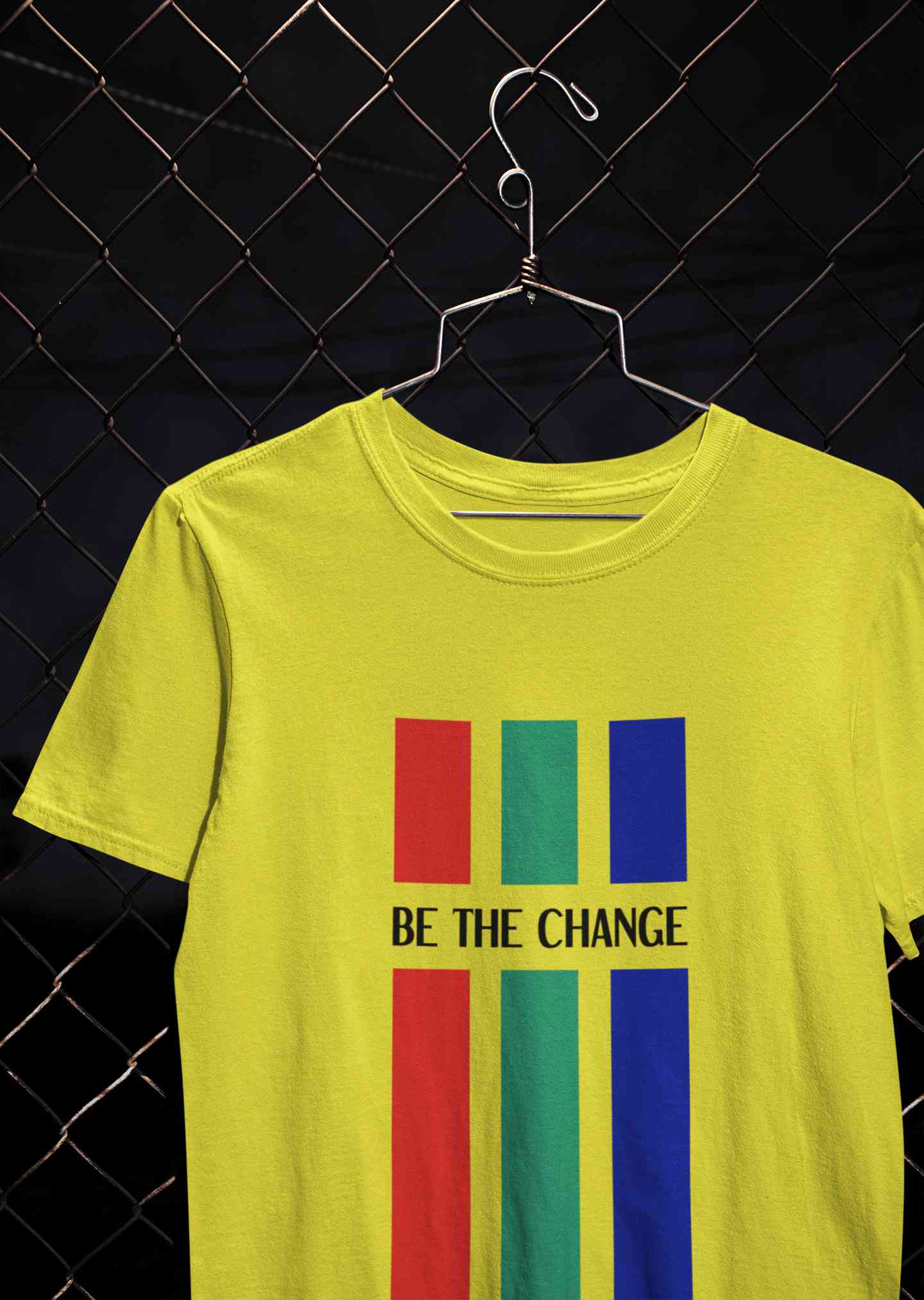 Be The Change Typography Mens Half Sleeves T-shirt- FunkyTeesClub