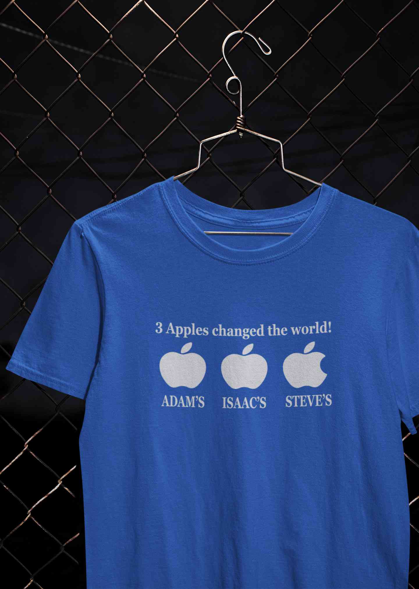 3 Apples Changed The World Typography Mens Half Sleeves T-shirt- FunkyTeesClub