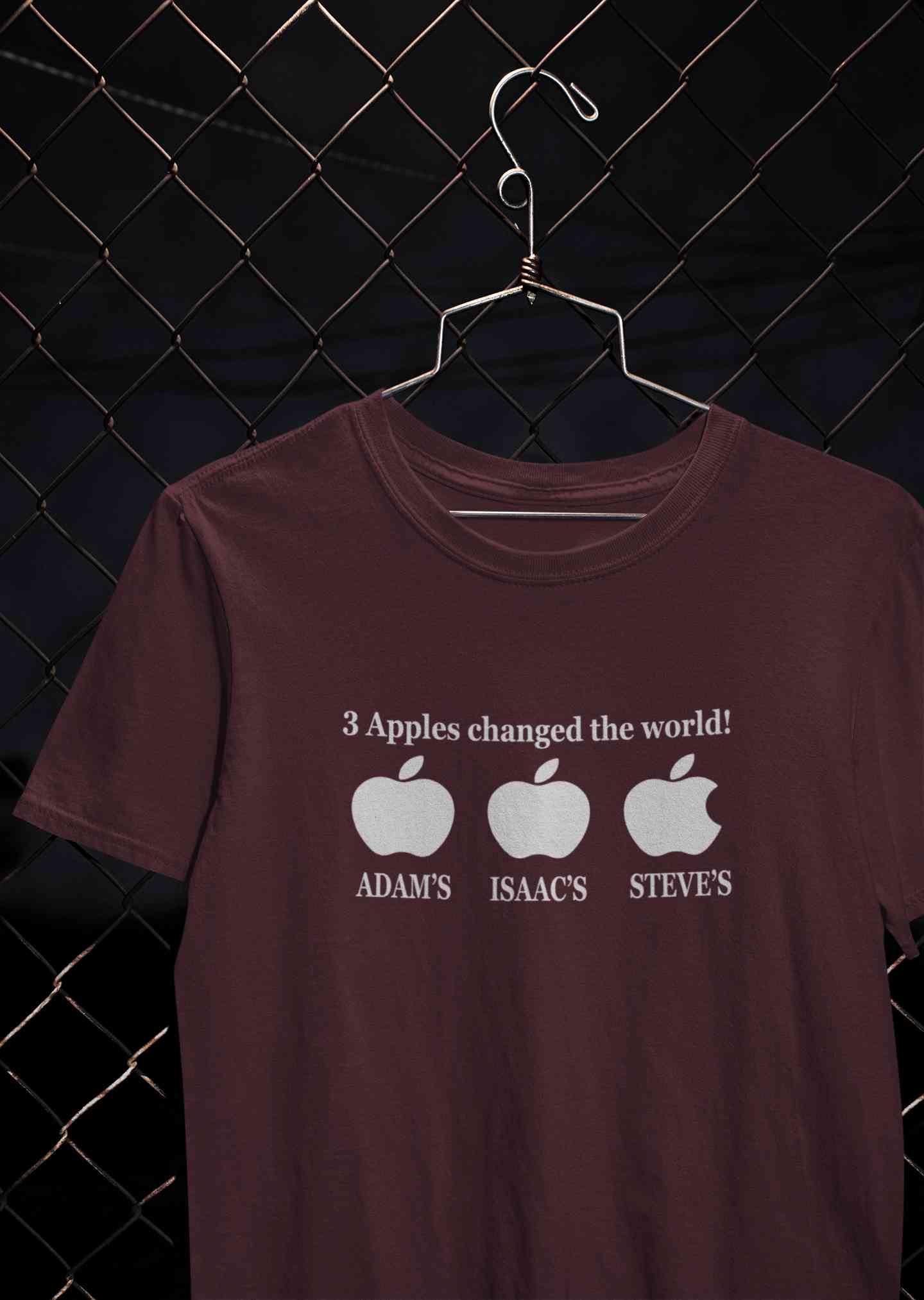 3 Apples Changed The World Typography Mens Half Sleeves T-shirt- FunkyTeesClub