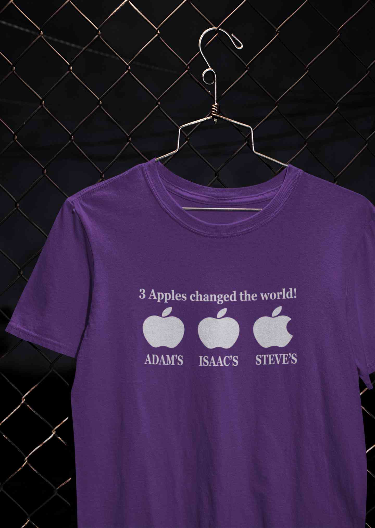 3 Apples Changed The World Typography Mens Half Sleeves T-shirt- FunkyTeesClub