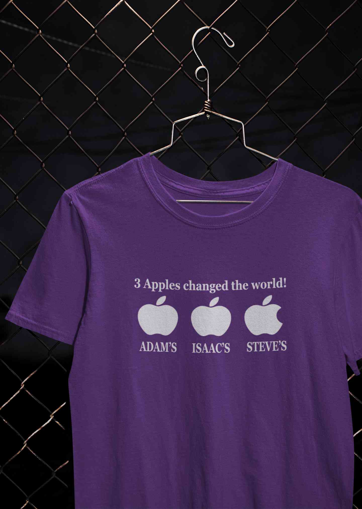 3 Apples Changed The World Typography Women Half Sleeves T-shirt- FunkyTeesClub