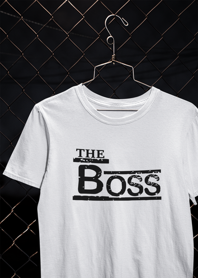 The Boss The Real Boss Couple Half Sleeves T-Shirts -FunkyTeesClub