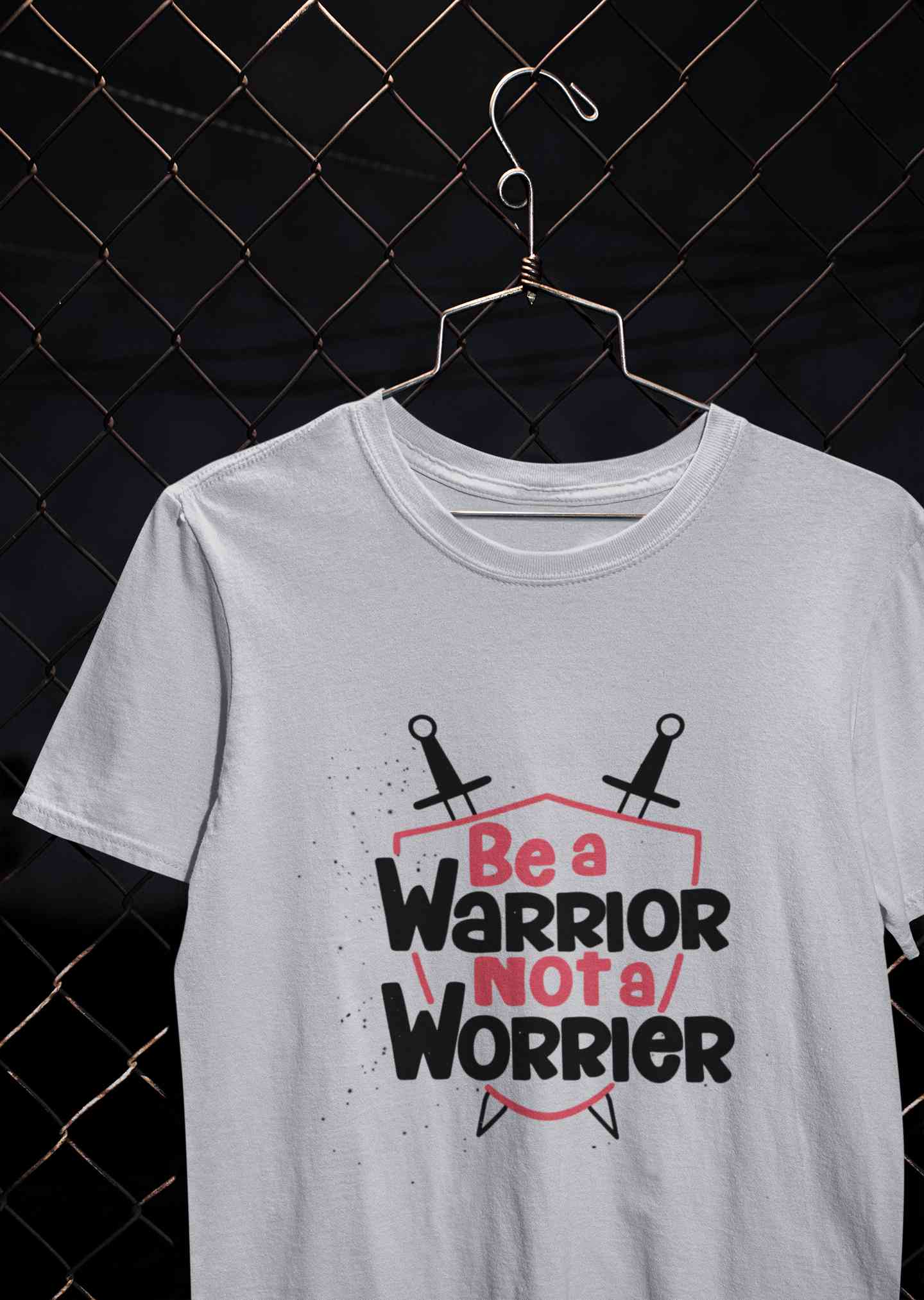 Be A Warrior Not A Worrier Typography Mens Half Sleeves T-shirt- FunkyTeesClub