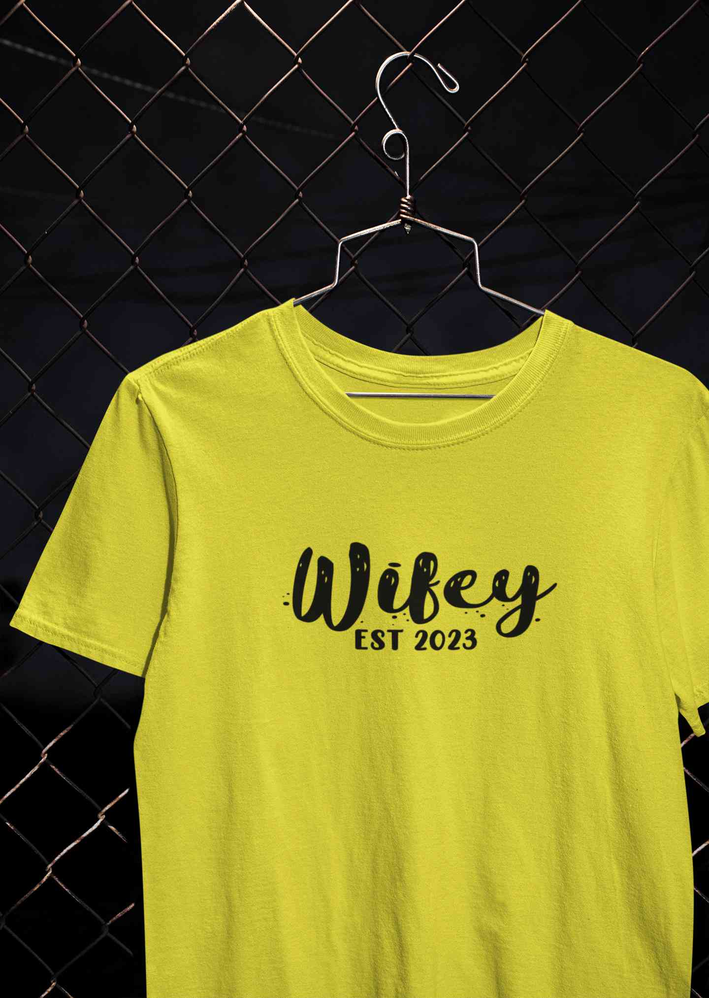 Hubby Wifey Est 2023 Couple Half Sleeves T-Shirts -FunkyTeesClub