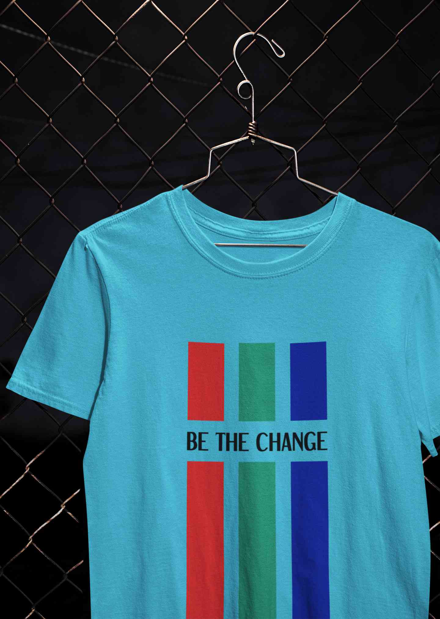Be The Change Typography Mens Half Sleeves T-shirt- FunkyTeesClub