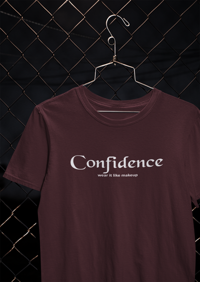 Confidence Wear It Like Makeup Quotes Women Half Sleeves T-shirt- FunkyTeesClub