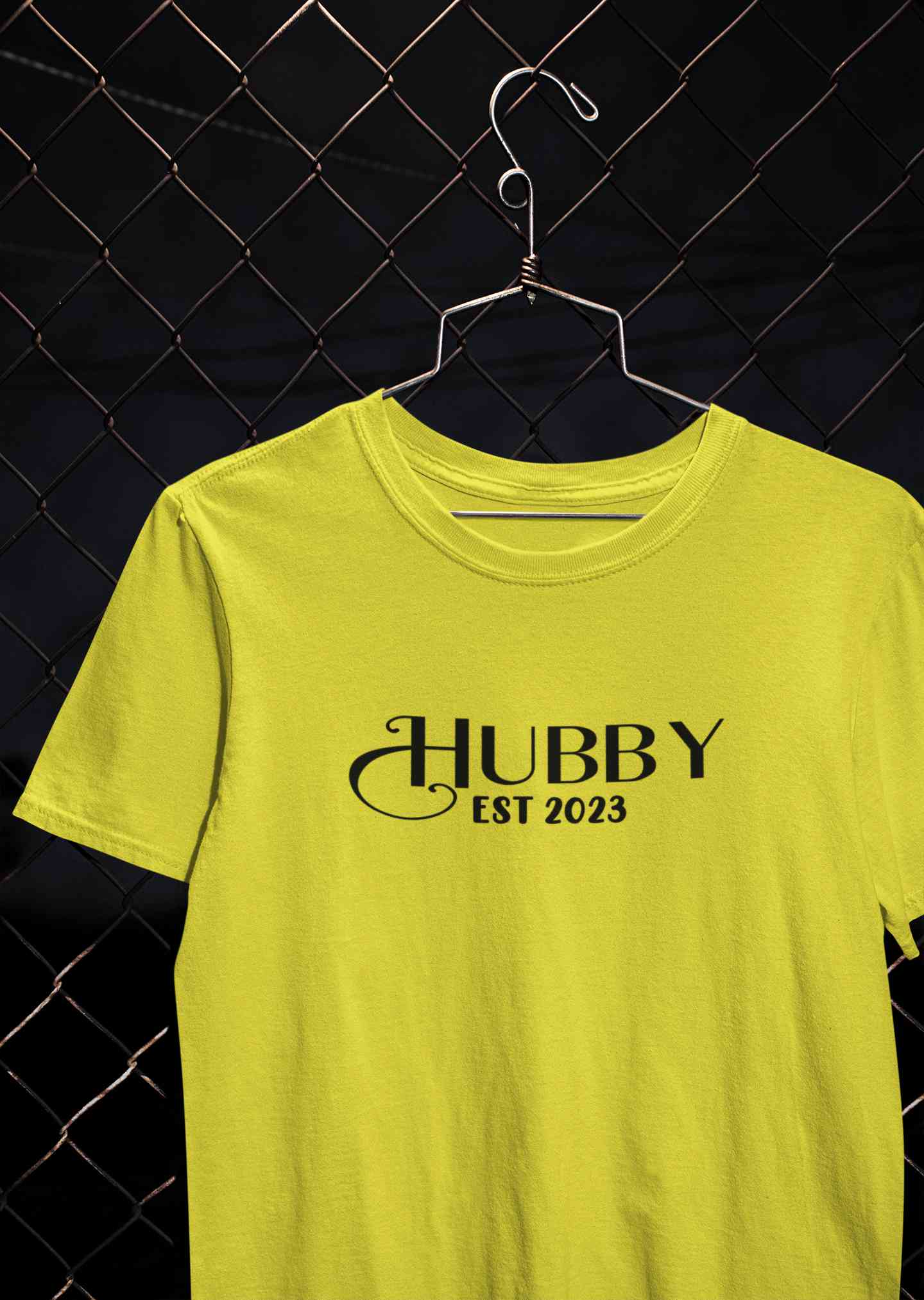 Hubby Wifey Est 2023 Couple Half Sleeves T-Shirts -FunkyTeesClub